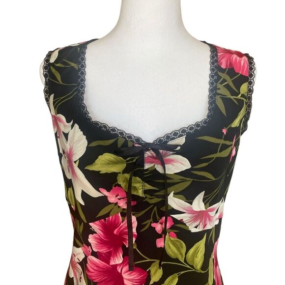 Boutique Europa Floral Midi Slip Dress Lace Trim Lightweight Womens Size 6 - Picture 5 of 9